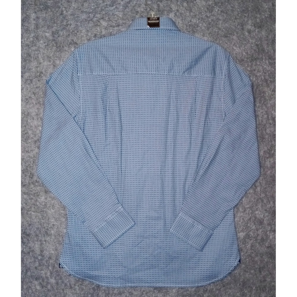 Nick Graham Button Down Shirt Mens S Blue Geometric Stretch Modern Fit NWT - Picture 4 of 8
